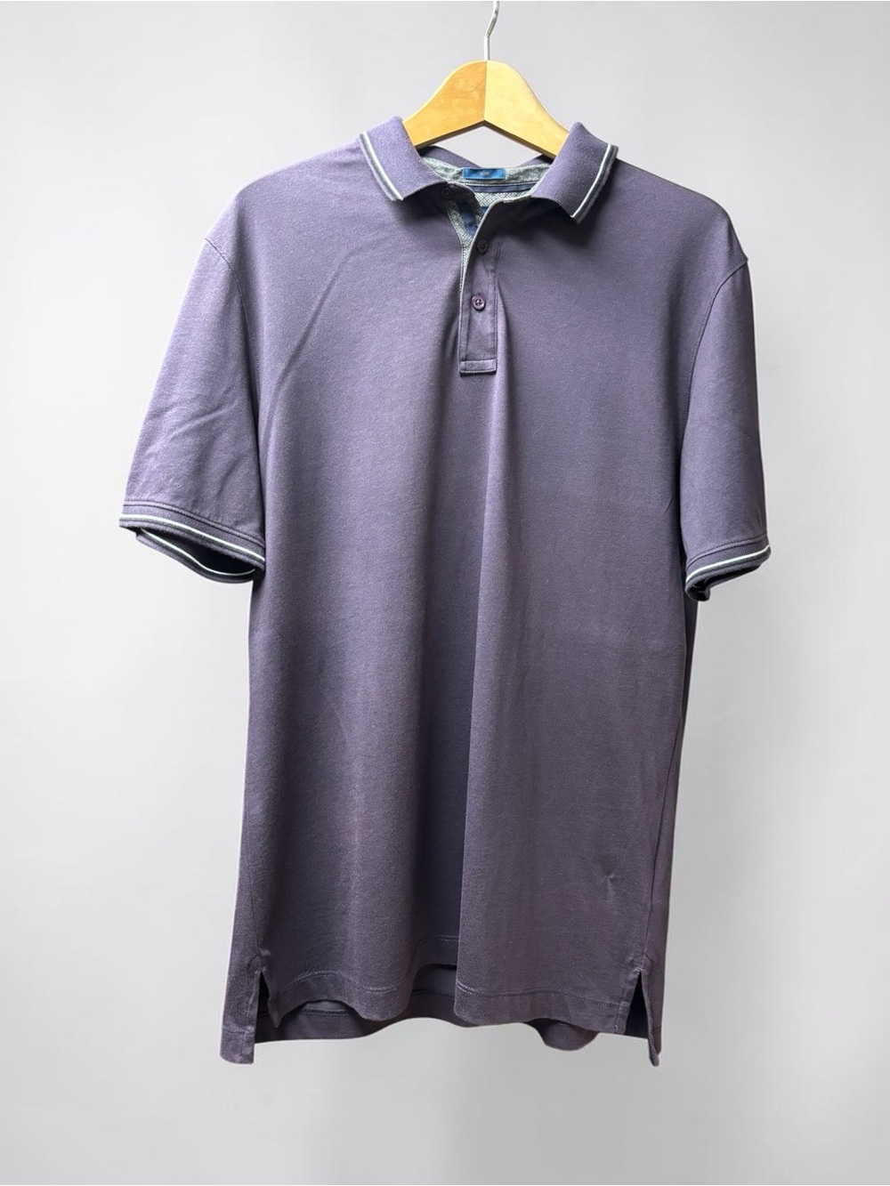 Men's Short-Sleeve Lavender Polo with Contrast Trim